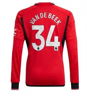 Lacne Muži Futbalové dres Manchester United Donny van de Beek #34 2023-24 Dlhy Rukáv - Domáci